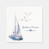 帆走航海のヨット結婚ズ スタンダードカクテルナプキン (正面)