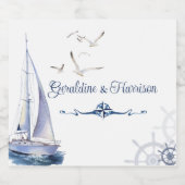 帆走航海のヨット結婚ズ スパークリングワインラベル (シングルラベル)