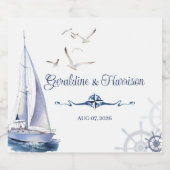 帆走航海のヨット結婚ズ スパークリングワインラベル (シングルラベル)