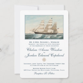 帆走航海の帆船 |クラシック結婚の 招待状