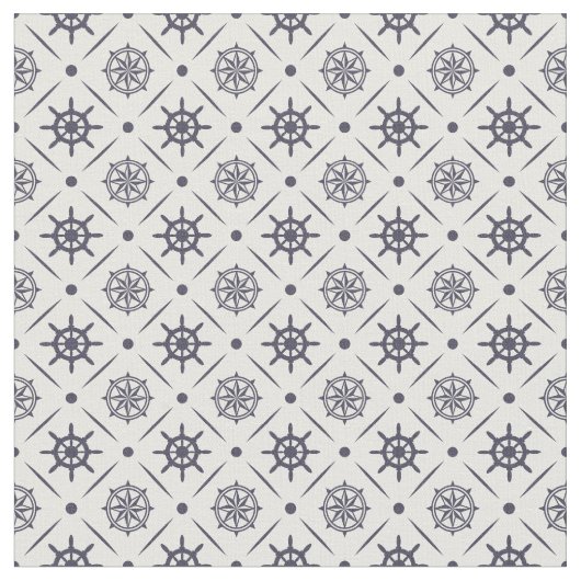 帆走航海の車とコンパスを備えた模様 ファブリック (クローズアップ)