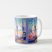 帆走船の港のお洒落おもしろい コーヒーマグカップ (正面右)