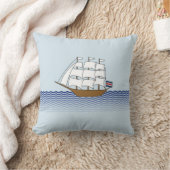 帆走船デザイン クッション (ブランケット)