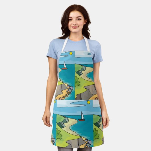 帆走風景 エプロン (着用した状態)