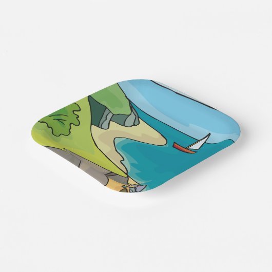 帆走風景 ペーパープレート (傾斜あり)