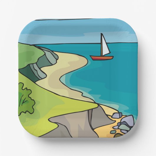 帆走風景 ペーパープレート (正面)