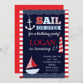 帆遠くにで航海のな誕生日の招待状 招待状 (正面/裏面)
