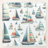 帆遠くに ガラスコースター (正面)