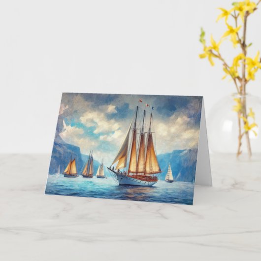 帆 カード (黄色い花)