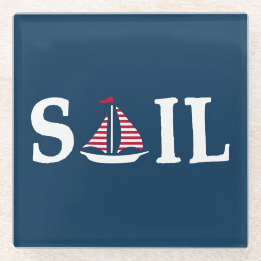 帆 ガラスコースター (正面)