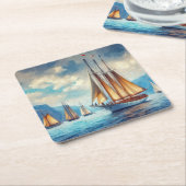 帆 スクエアペーパーコースター (アングル)