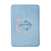 「帆」遠くに航海のいかり、ロープ、ストライプモダン バスマット (正面縦)