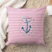 "帆"遠くに航海のいかり、ロープ、ストライプ クッション (ブランケット)