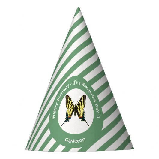 希少なアゲハチョウ蝶の誕生日パーティー パーティーハット (正面)