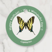 希少なアゲハチョウ蝶の誕生日パーティー フェイバータグ (裏面)