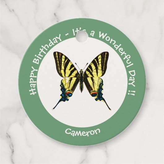 希少なアゲハチョウ蝶の誕生日パーティー フェイバータグ (正面)