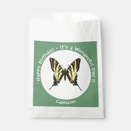 希少なアゲハチョウ蝶の誕生日パーティー フェイバーバッグ (正面)