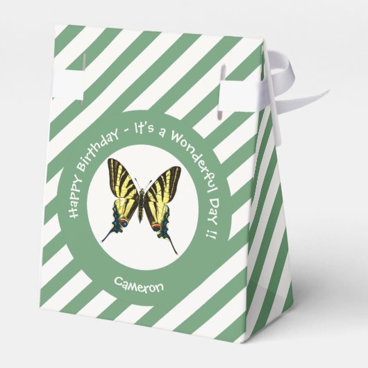 希少なアゲハチョウ蝶の誕生日パーティー フェイバーボックス (裏面サイド)