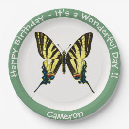 希少なアゲハチョウ蝶の誕生日パーティー ペーパープレート