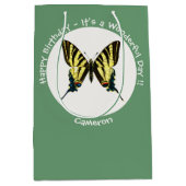 希少なアゲハチョウ蝶の誕生日パーティー ミディアムペーパーバッグ (正面)