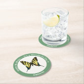 希少なアゲハチョウ蝶の誕生日パーティー ラウンドペーパーコースター (インサイチュ)