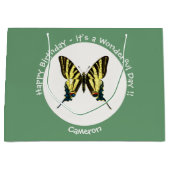 希少なアゲハチョウ蝶の誕生日パーティー ラージペーパーバッグ (正面)