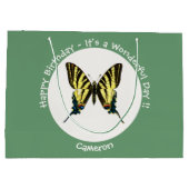 希少なアゲハチョウ蝶の誕生日パーティー ラージペーパーバッグ (裏面)