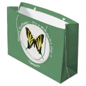 希少なアゲハチョウ蝶の誕生日パーティー ラージペーパーバッグ (裏面アングル)