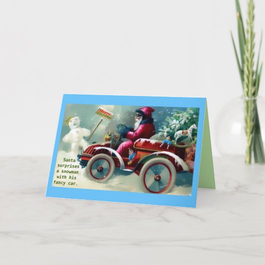 希少なヴィンテージサンタの豪華車を飾った画像 カード (正面)