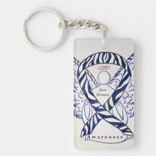 希少疾患エンジェル認識度リボンキーチェーン キーホルダー (正面)
