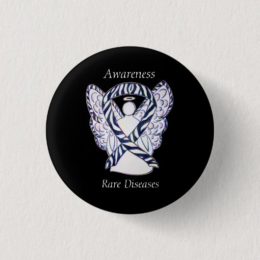 希少疾患認識度エンジェルリボンピン 缶バッジ (正面)