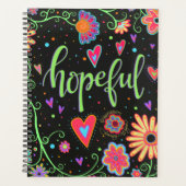 希望かわいらしのフローラインスパイアトレンディーの黒おもしろい プランナー手帳 (正面)