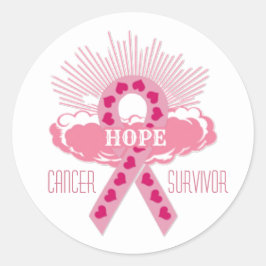 希望がん生存者のピンク色のリボン ラウンドシール