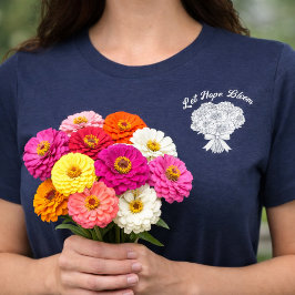 希望が花開くジニアブーケ キリスト教の花柄デザイン トライブレンドＴシャツ