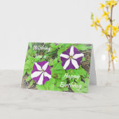 希望するハッピーバースデーパープルペチュニア カード (黄色い花)