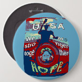 希望で団結: 共に強く - USA アートプリント  缶バッジ (正面&裏面)