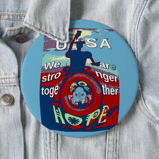 希望で団結: 共に強く - USA アートプリント  缶バッジ (インサイチュ)