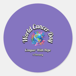 希望で征服する。世界癌の日。 ラウンドシール