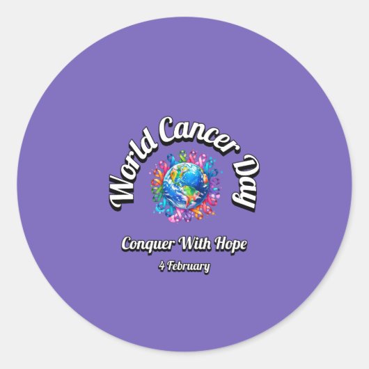 希望で征服する。世界癌の日。 ラウンドシール (正面)