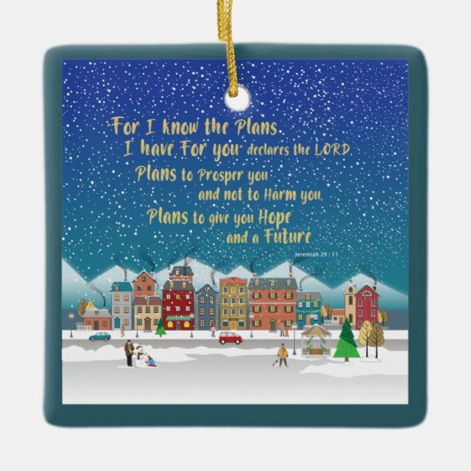 希望と与え未来の計画 – エレミヤ29-11 セラミックオーナメント (正面)