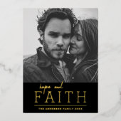 希望と信仰。宗教的エレガントなクリスマス金ゴールド 箔シーズンカード (正面)