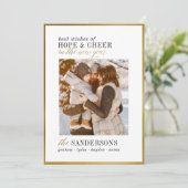 希望と喜び | 新年のエレガントなモダンゴールドフレーム 招待状 (スタンド正面)