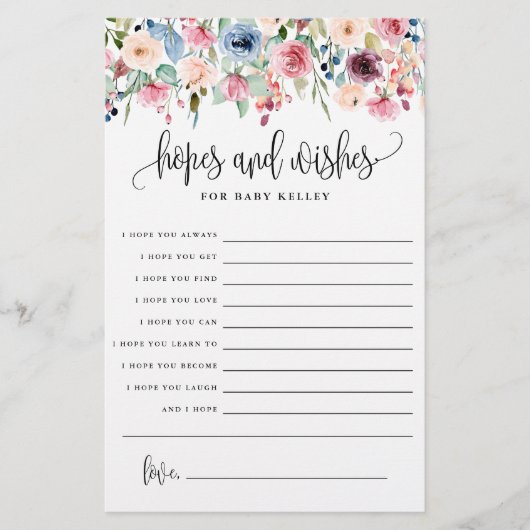 希望と希望、フローラベビーアドバイス紙カード チラシ (正面)