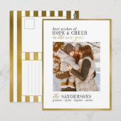 希望と応援 | ホワエレガントイト&金ゴールドホリデーフォト ポストカード (正面/裏面)
