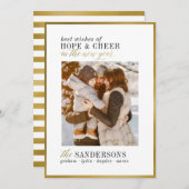 希望と応援 | 白ミニマルと金ゴールドの新年 シーズンカード (正面/裏面)