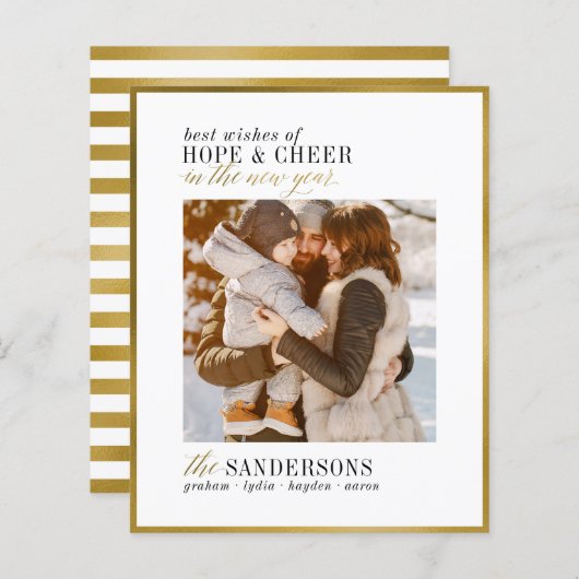 希望と応援 | Budget New Years Holidayフォトカード (正面/裏面)