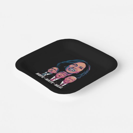 希望と憎悪と癒しと立ち上がれ カマラ 2024 ペーパープレート (傾斜あり)