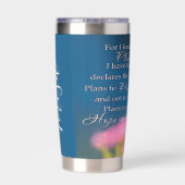 希望と未来の花と鳥パーソナライズされた 保温保冷タンブラー (背面)