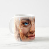 希望と癒しの青い瞳の涙のアートマグ コーヒーマグカップ (正面左)