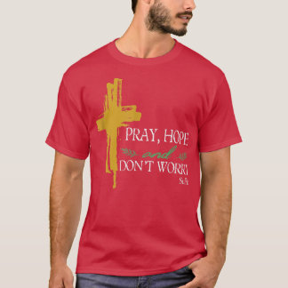 希望と祈心配しないパドレピオカトリック聖人 Tシャツ